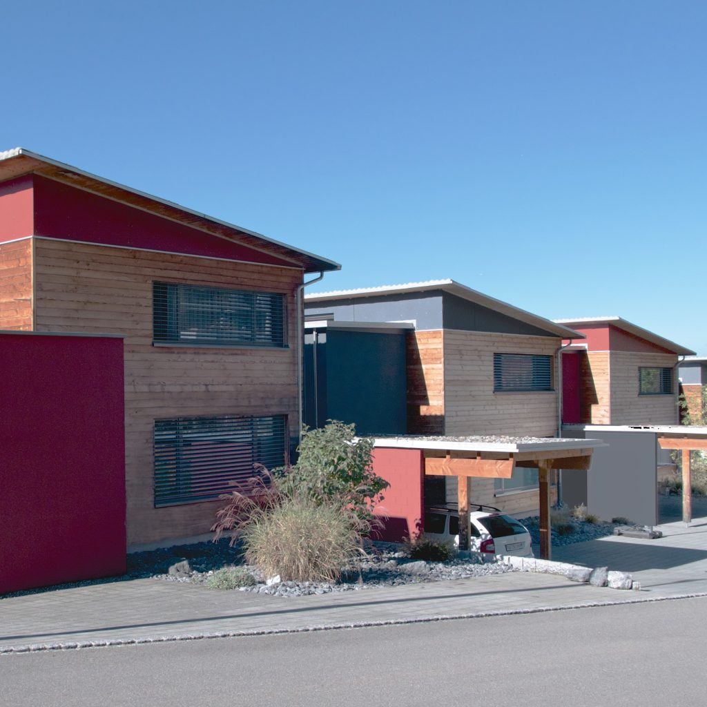 5 Einfamilienhäuser Klingnau | Gestaffelte Volumen in verdichteter Anordnung in hybrider Bauweise