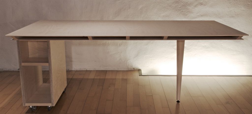Tisch adb Ansicht Tischblatt mit Schubladen und Fächern